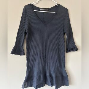 Soft Surroundings Ribbed Quarter Cotton Sleeve Top Size Medium Chic Staple